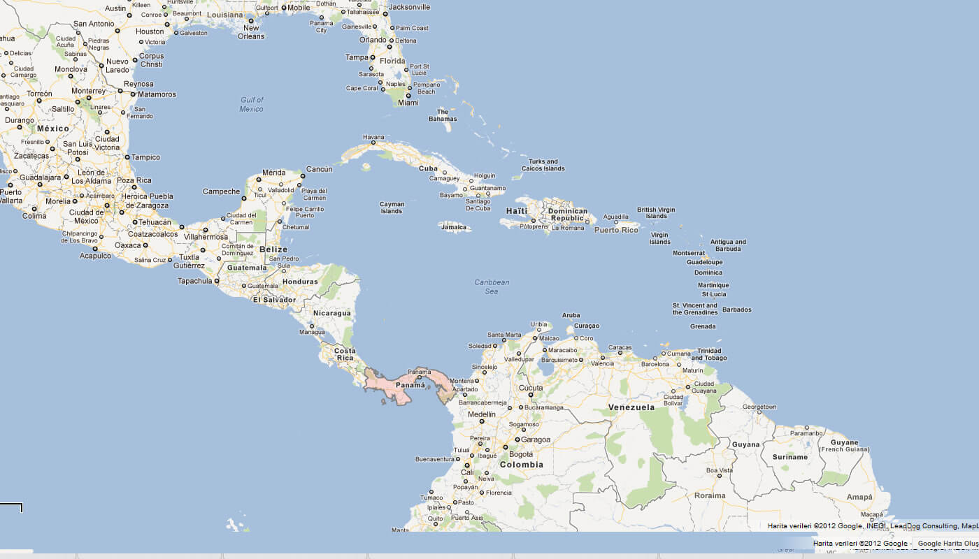 Map of Panama Central America